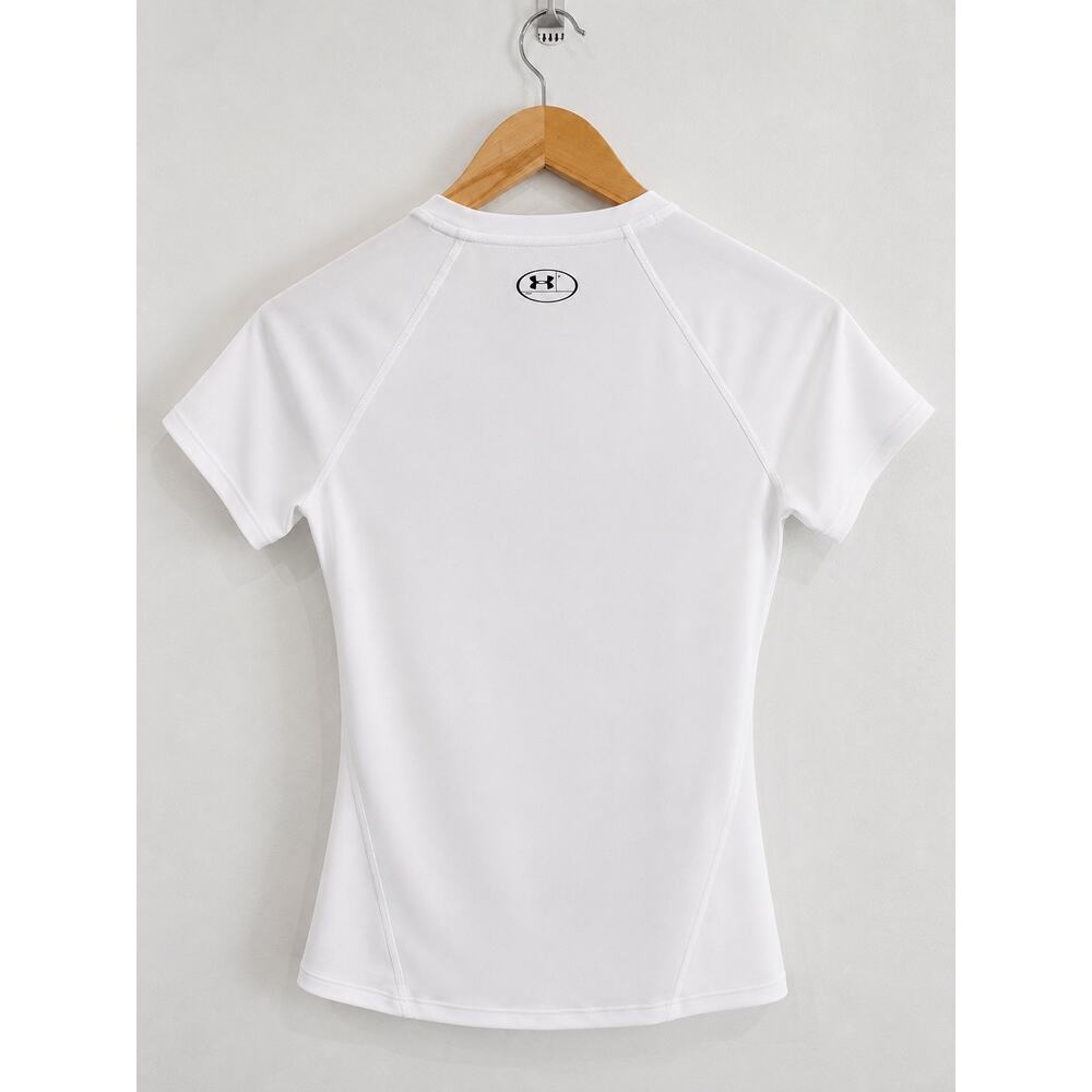 Under Armour HeatGear Compression Short Sleeve Performance Top White Women’s Sm - Picture 3 of 15